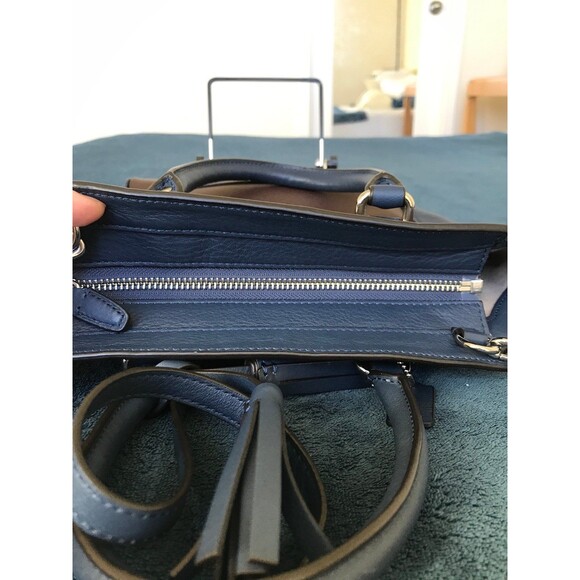 Coach two tone spectator mini tanner legacy crossbody satchel in navy brown - Picture 8 of 11